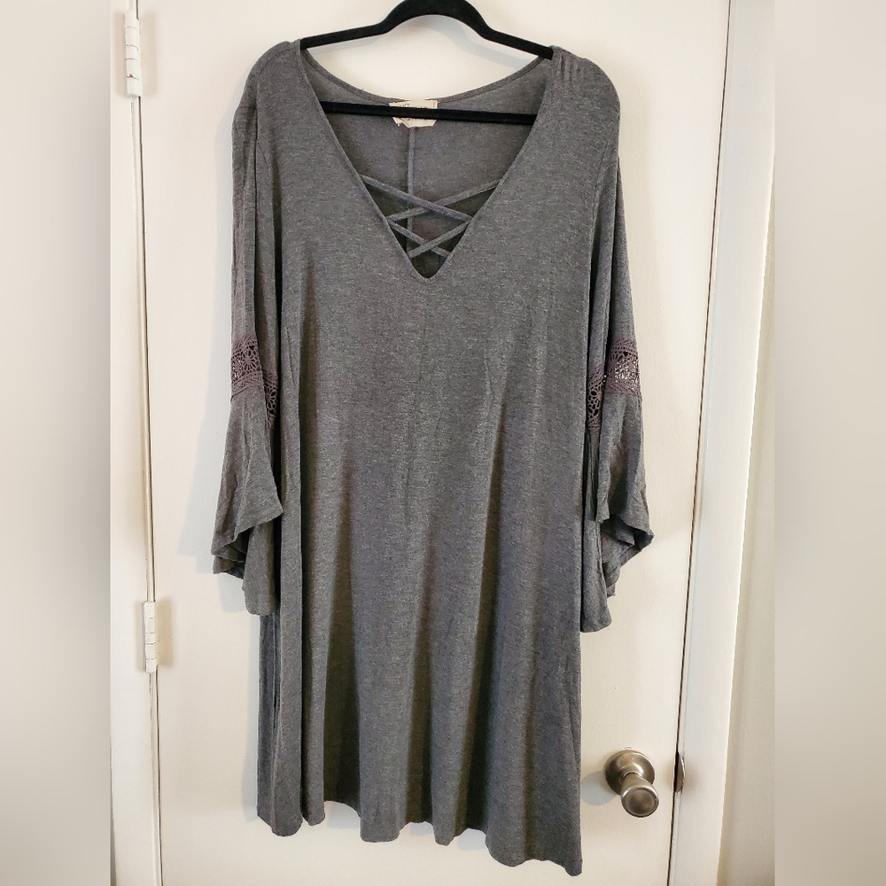 Gray bell sleeve dress